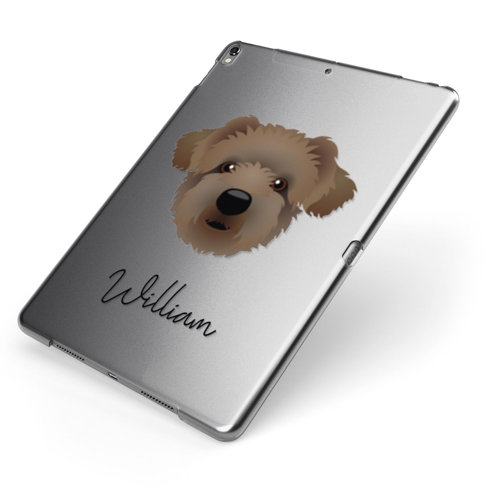 Westiepoo Personalised Apple iPad Case on Grey iPad Side View