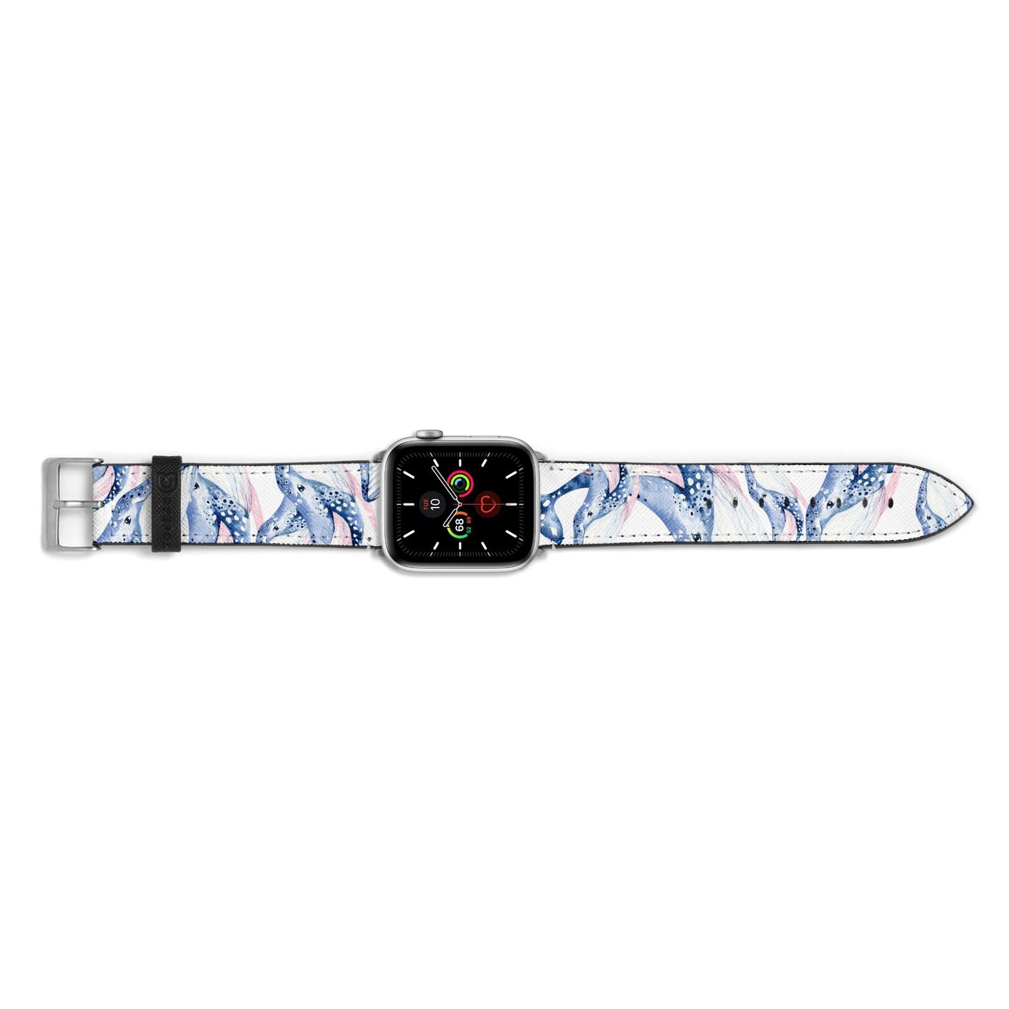 Whale Apple Watch Strap Landscape Image Silver Hardware