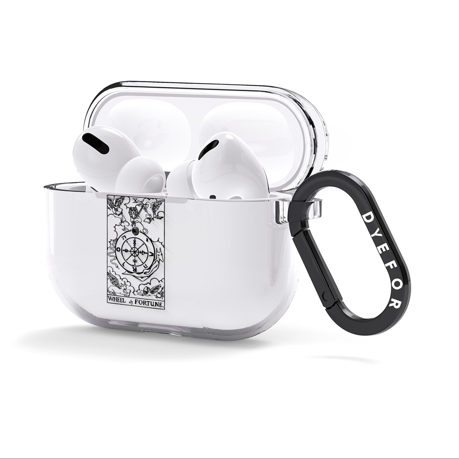 Wheel of Fortune Monochrome Tarot Card AirPods Clear Case 3rd Gen Side Image