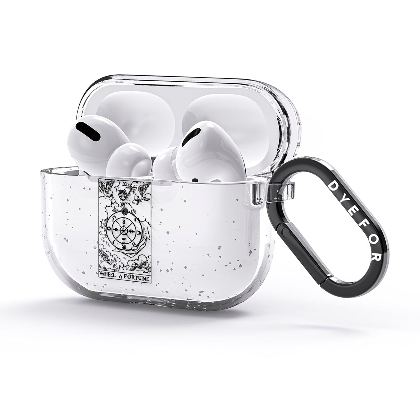 Wheel of Fortune Monochrome Tarot Card AirPods Glitter Case 3rd Gen Side Image