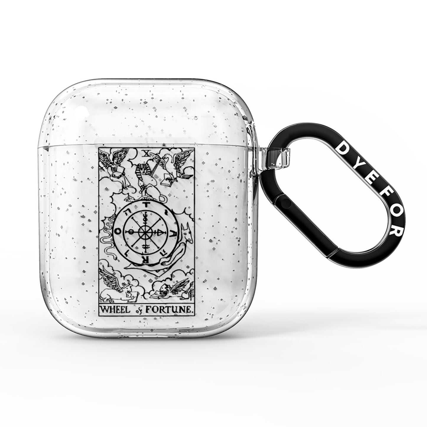 Wheel of Fortune Monochrome Tarot Card AirPods Glitter Case