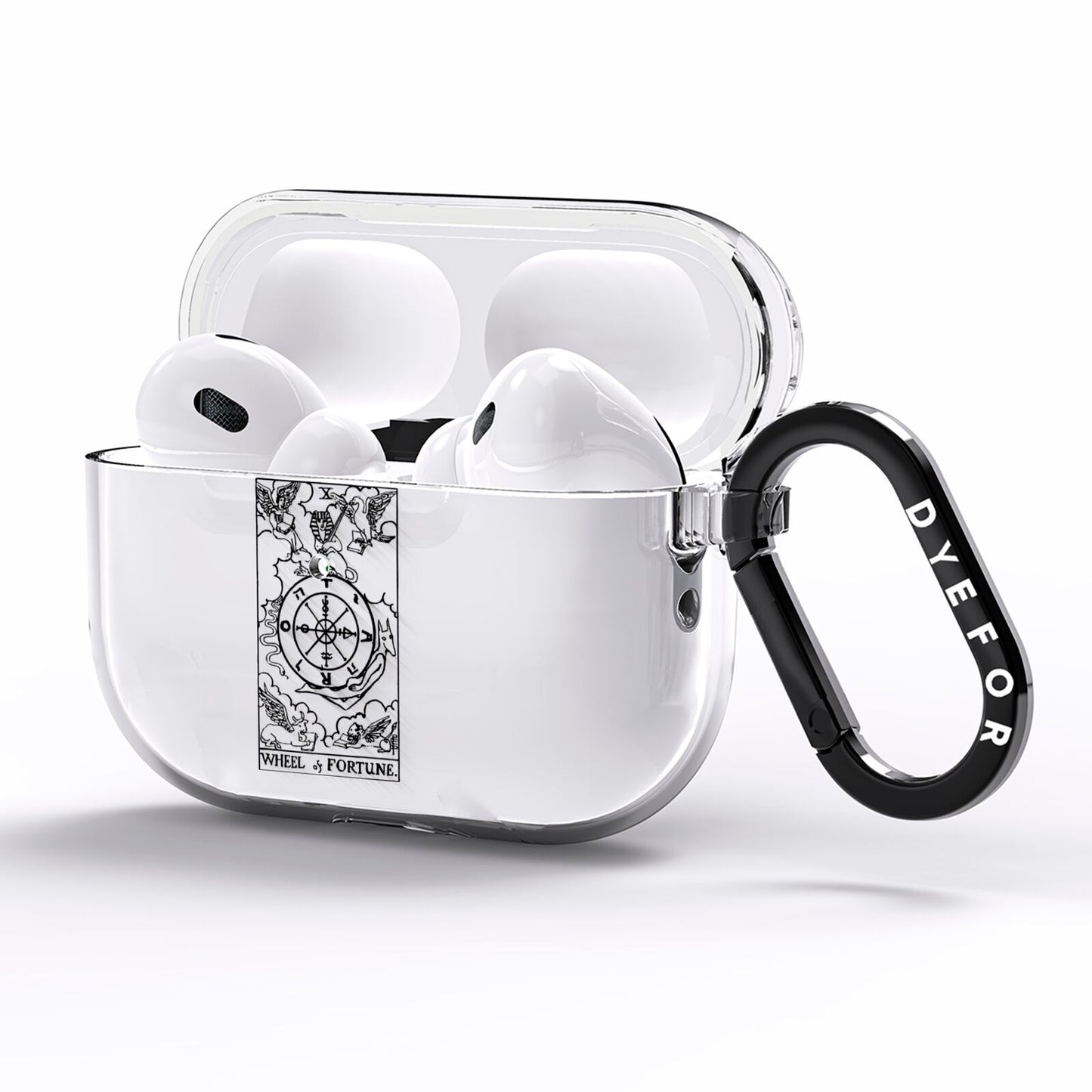 Wheel of Fortune Monochrome Tarot Card AirPods Pro Clear Case Side Image