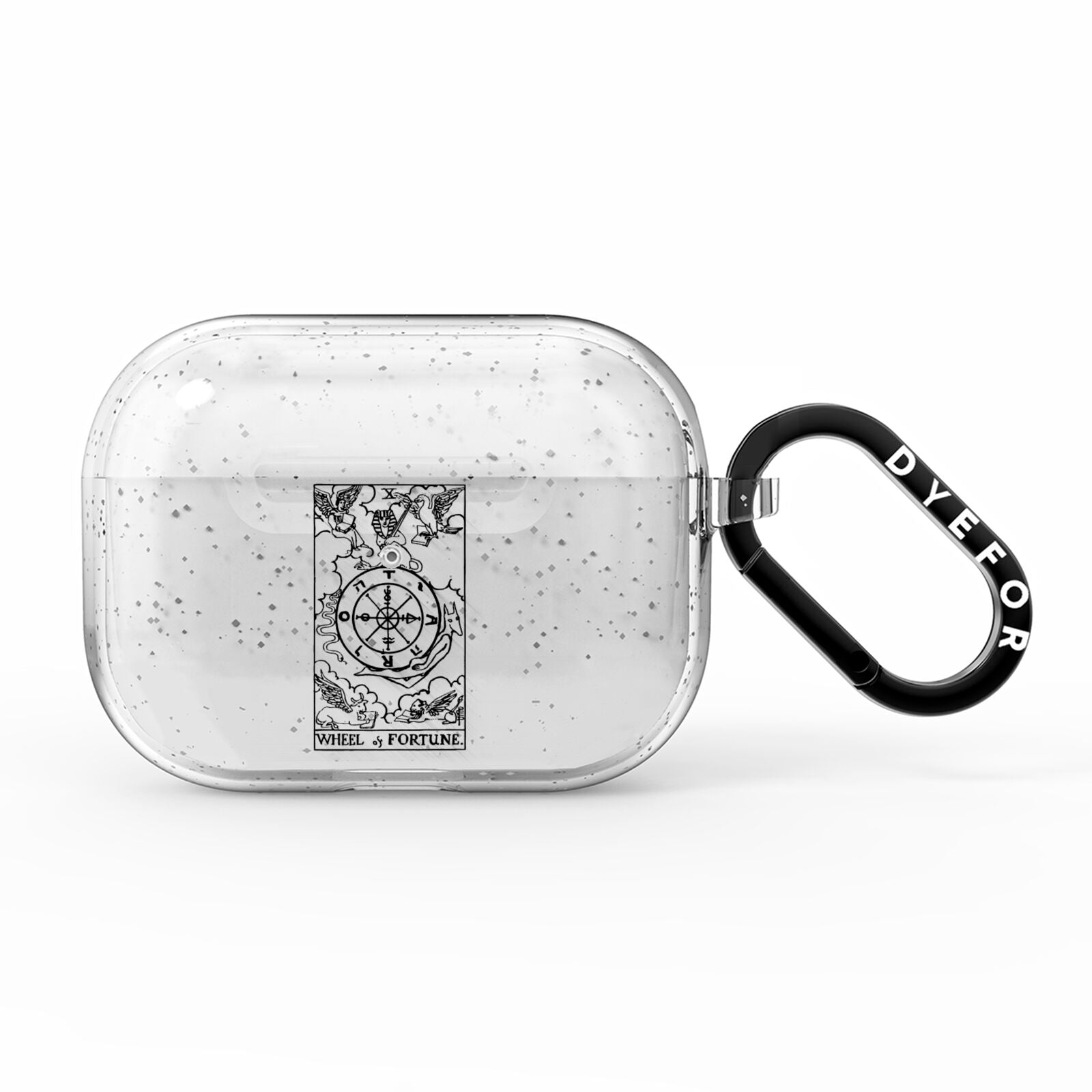 Wheel of Fortune Monochrome Tarot Card AirPods Pro Glitter Case