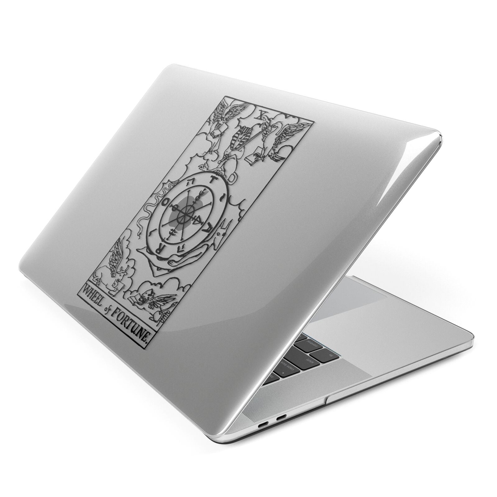 Wheel of Fortune Monochrome Tarot Card Apple MacBook Case Side View