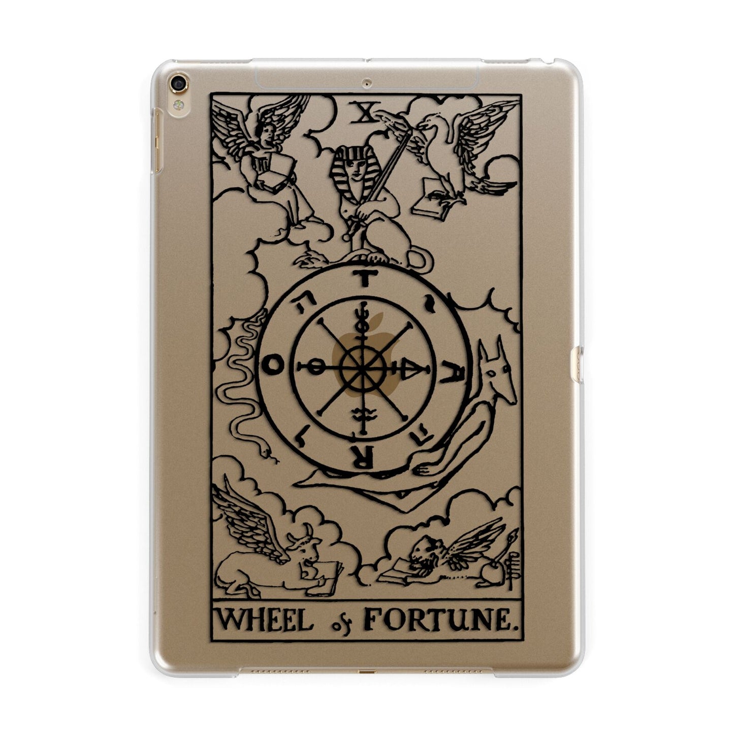 Wheel of Fortune Monochrome Tarot Card Apple iPad Gold Case