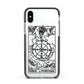 Wheel of Fortune Monochrome Tarot Card Apple iPhone Xs Impact Case Black Edge on Silver Phone