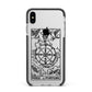 Wheel of Fortune Monochrome Tarot Card Apple iPhone Xs Max Impact Case Black Edge on Silver Phone