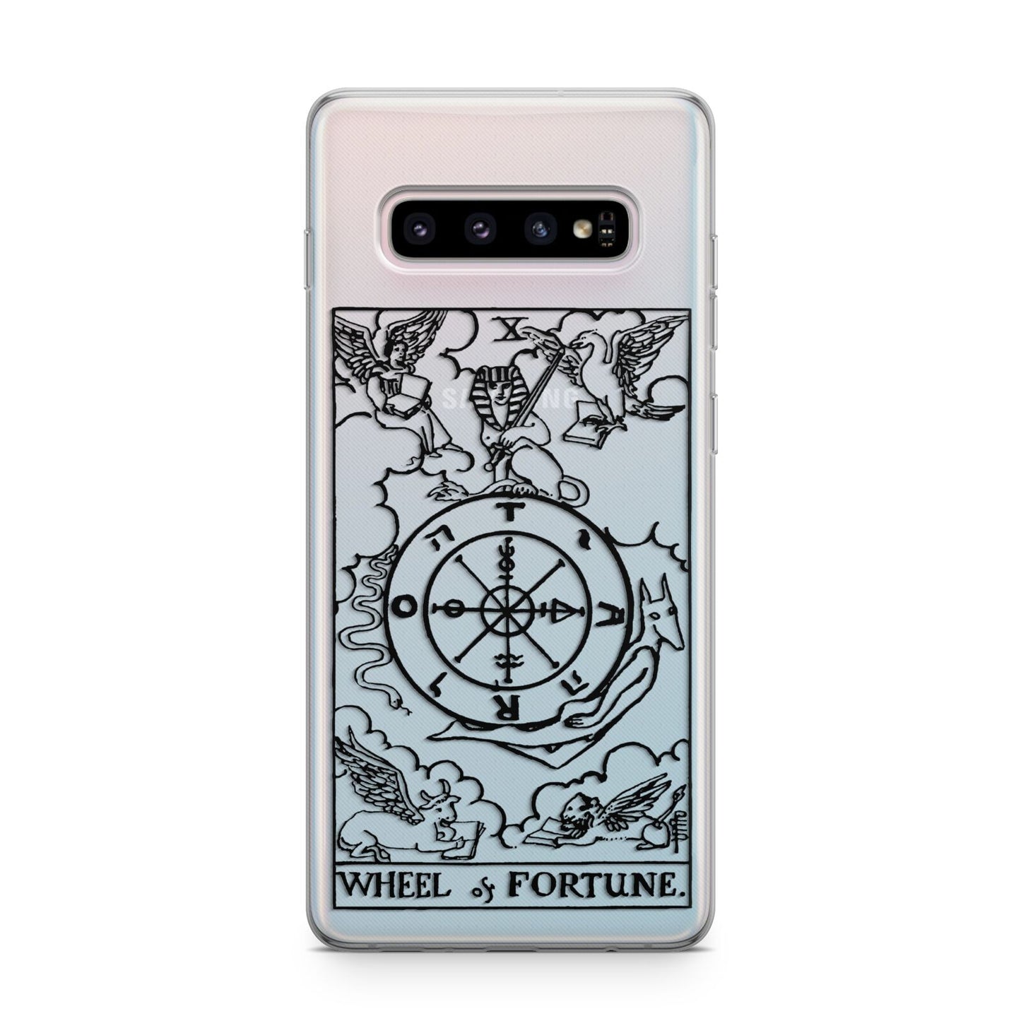 Wheel of Fortune Monochrome Tarot Card Samsung Galaxy S10 Plus Case