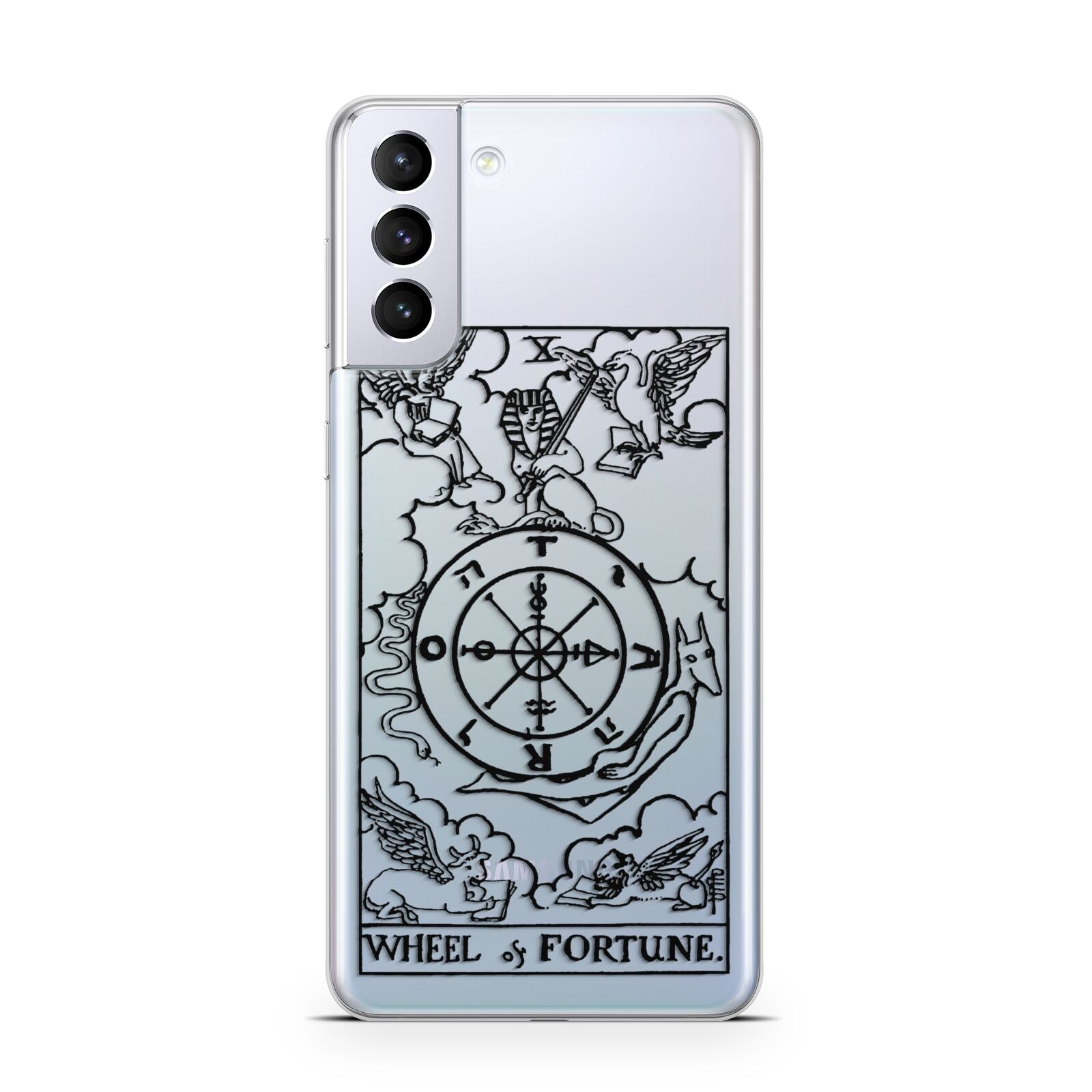 Wheel of Fortune Monochrome Tarot Card Samsung S21 Plus Case