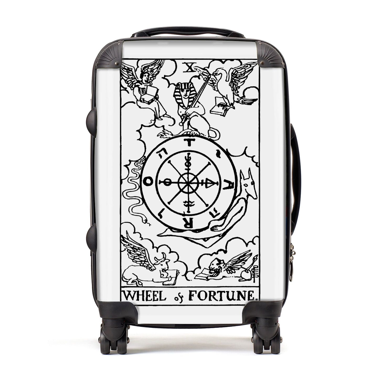 Wheel of Fortune Monochrome Tarot Card Suitcase