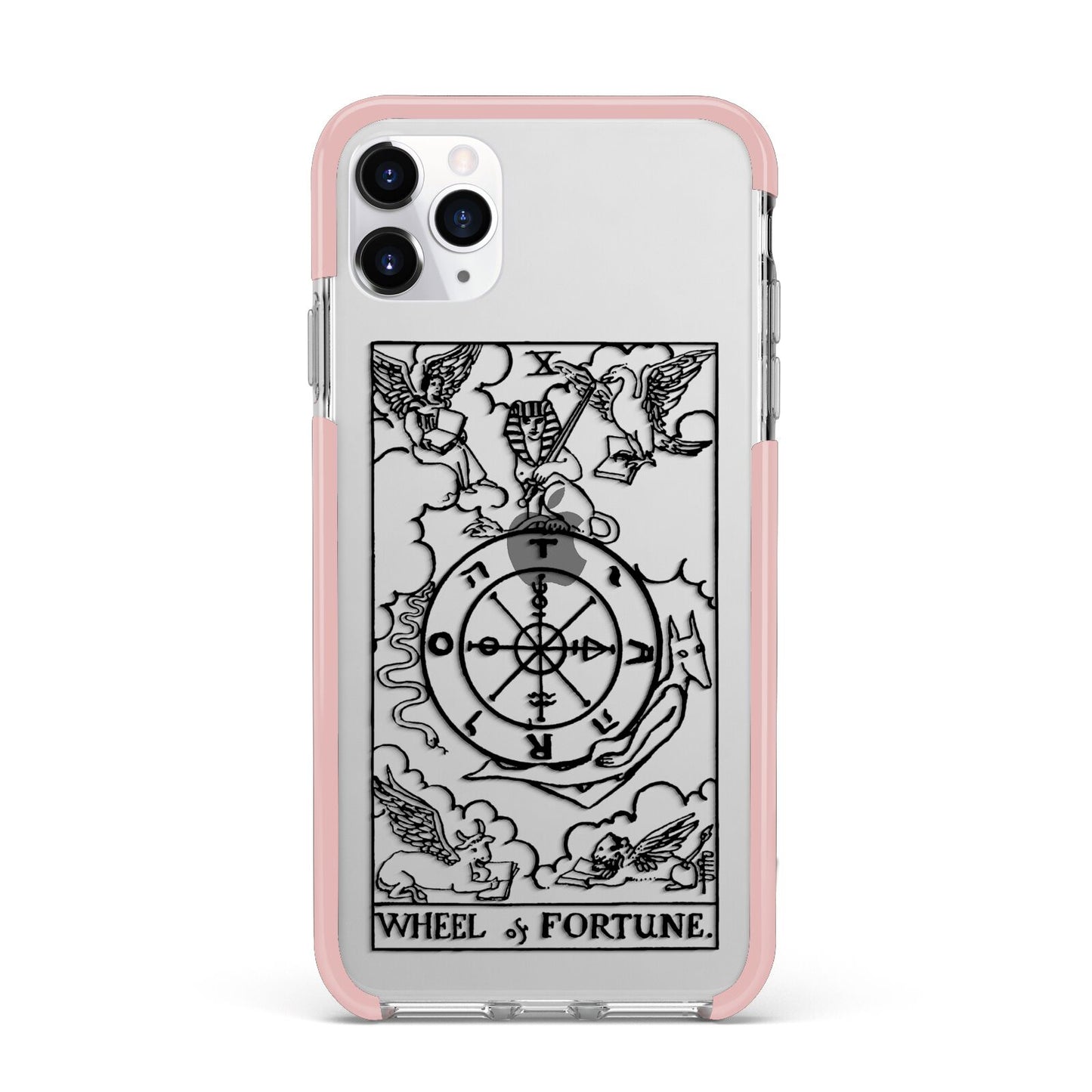 Wheel of Fortune Monochrome Tarot Card iPhone 11 Pro Max Impact Pink Edge Case