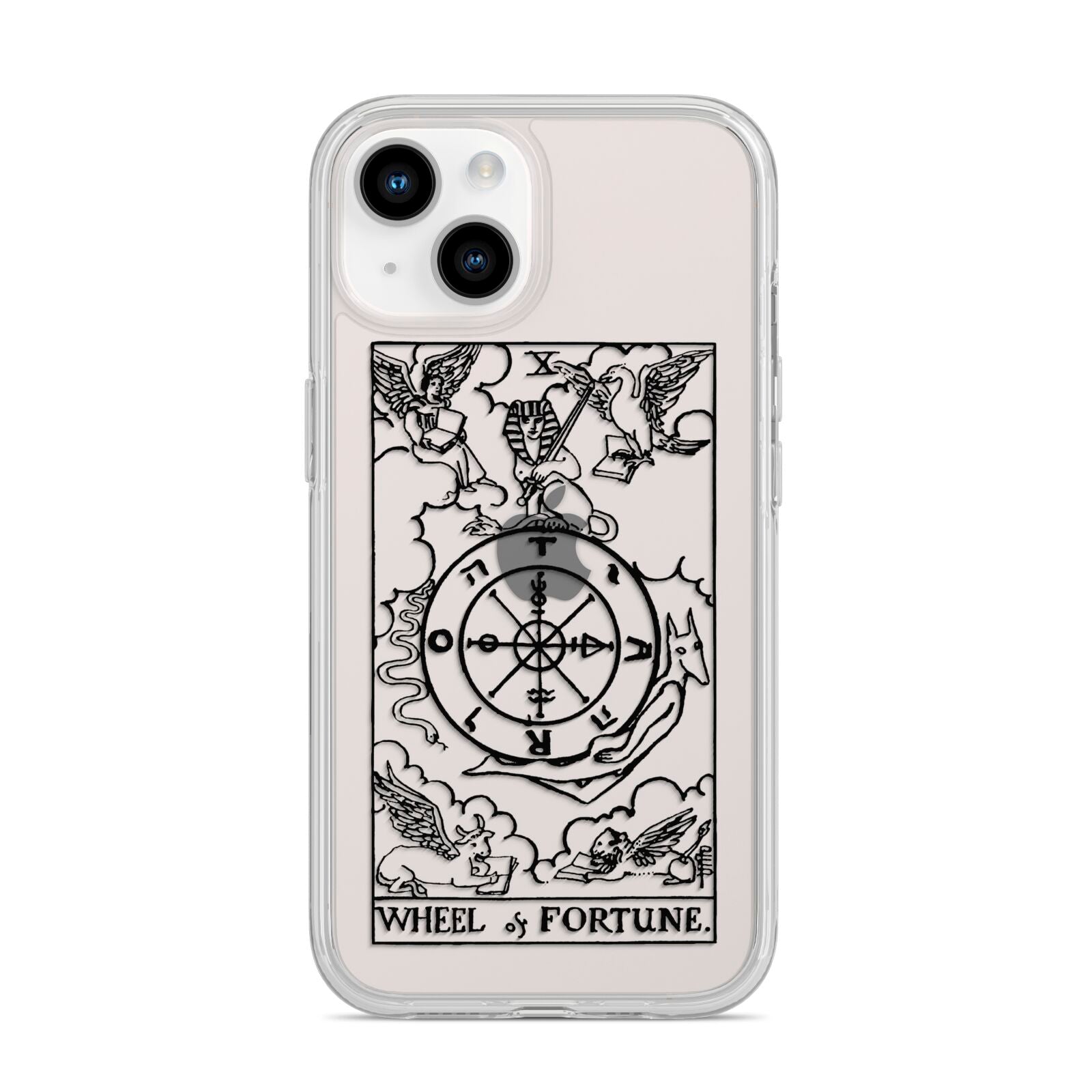 Wheel of Fortune Monochrome Tarot Card iPhone 14 Clear Tough Case Starlight