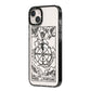 Wheel of Fortune Monochrome Tarot Card iPhone 14 Plus Black Impact Case Side Angle on Silver phone