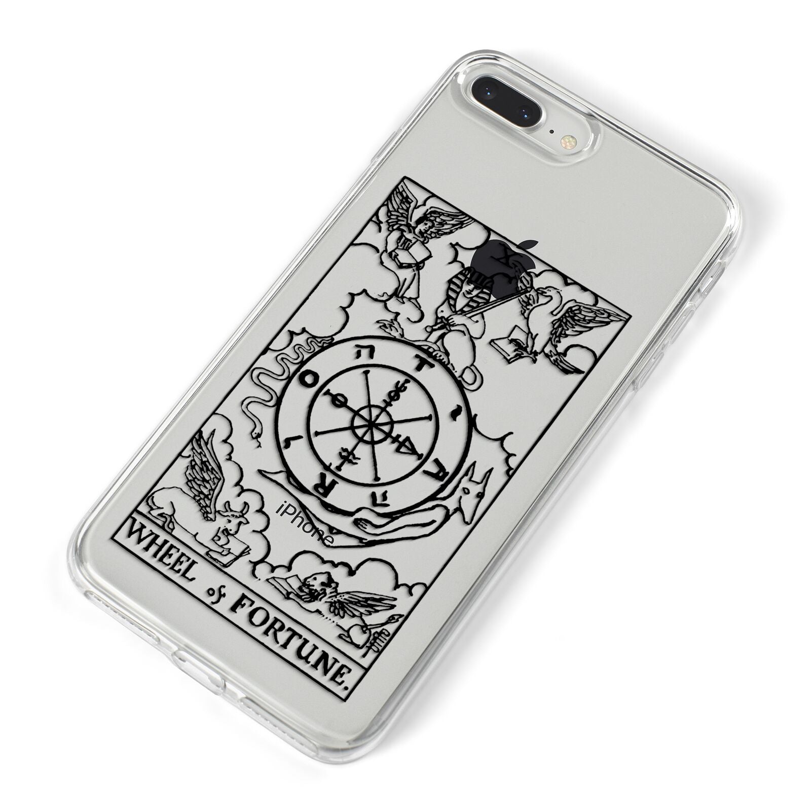 Wheel of Fortune Monochrome Tarot Card iPhone 8 Plus Bumper Case on Silver iPhone Alternative Image