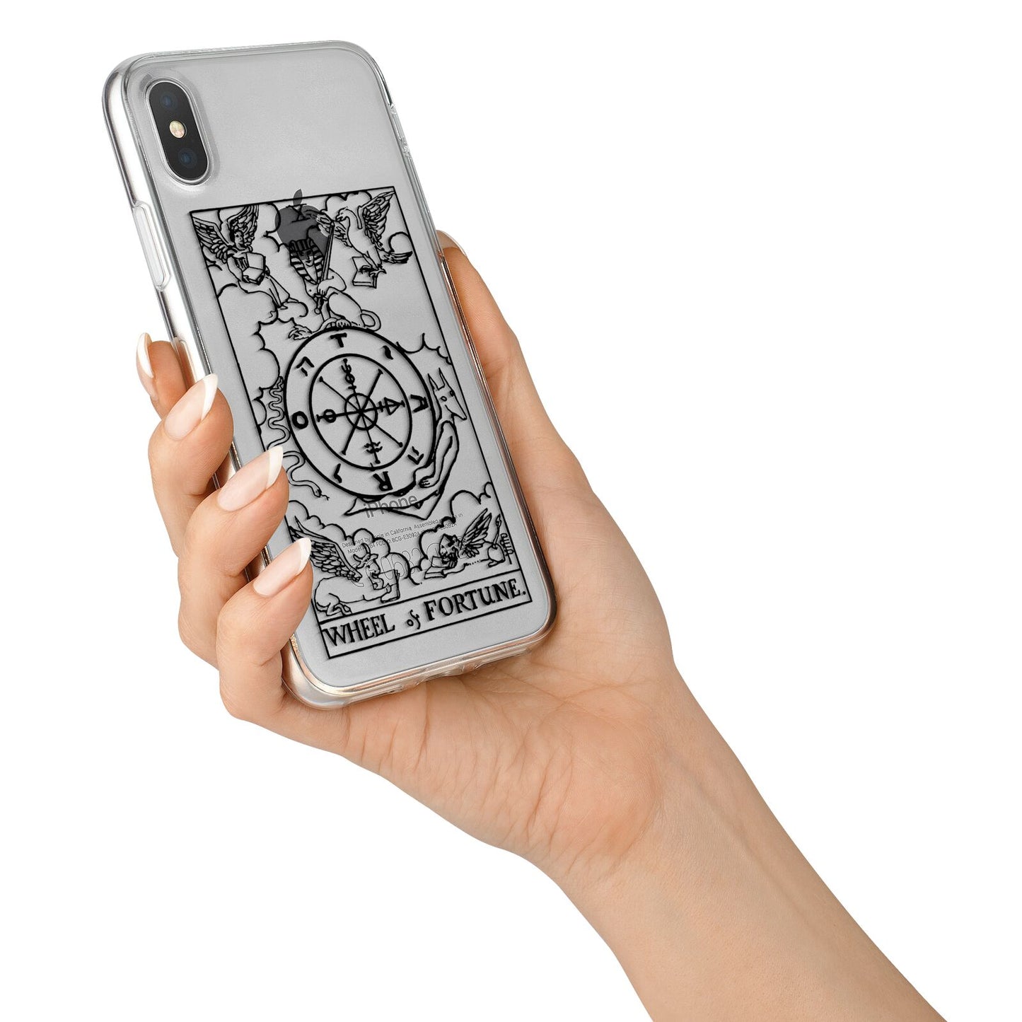 Wheel of Fortune Monochrome Tarot Card iPhone X Bumper Case on Silver iPhone Alternative Image 2