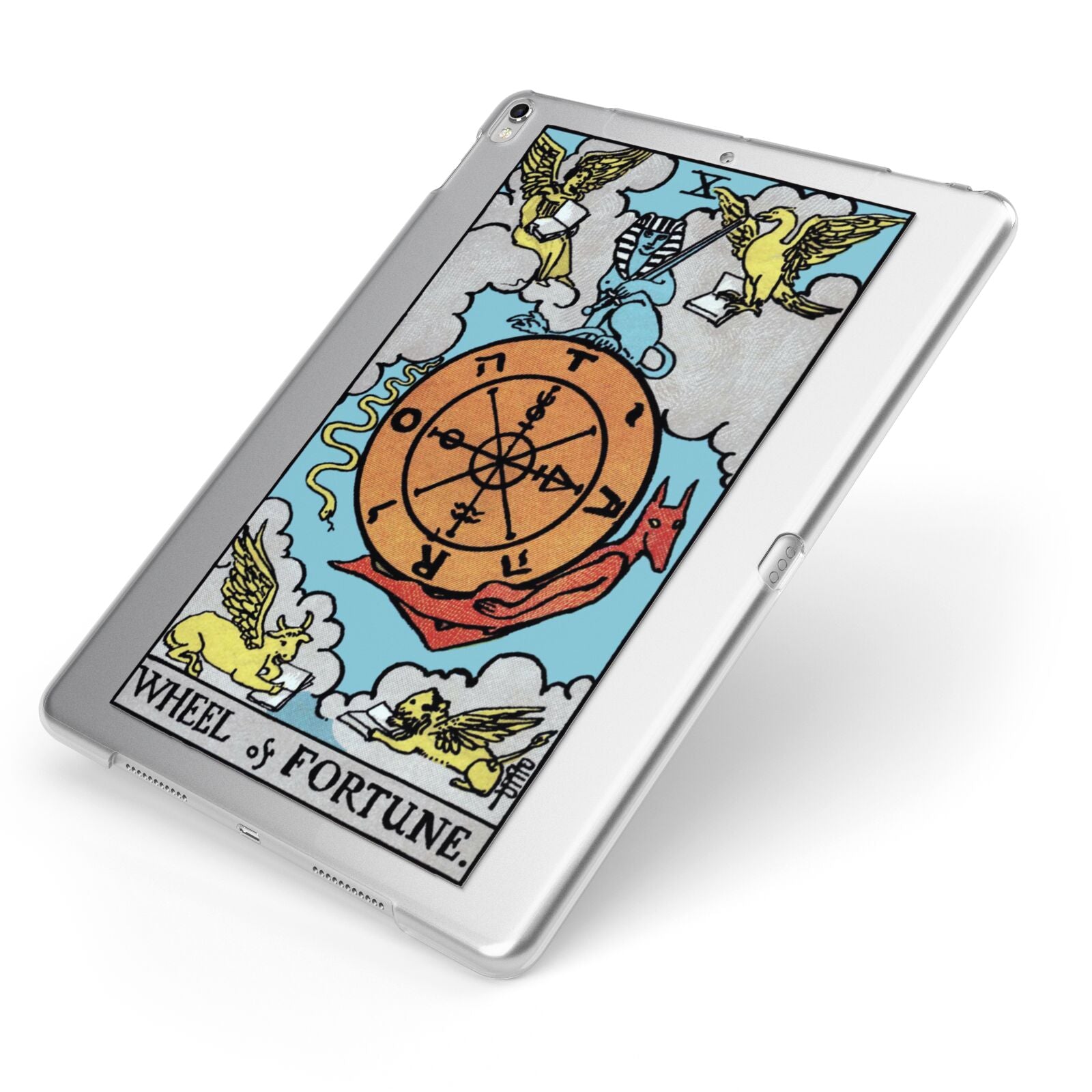 Wheel of Fortune Tarot Card Apple iPad Case on Silver iPad Side View