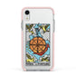 Wheel of Fortune Tarot Card Apple iPhone XR Impact Case Pink Edge on Silver Phone