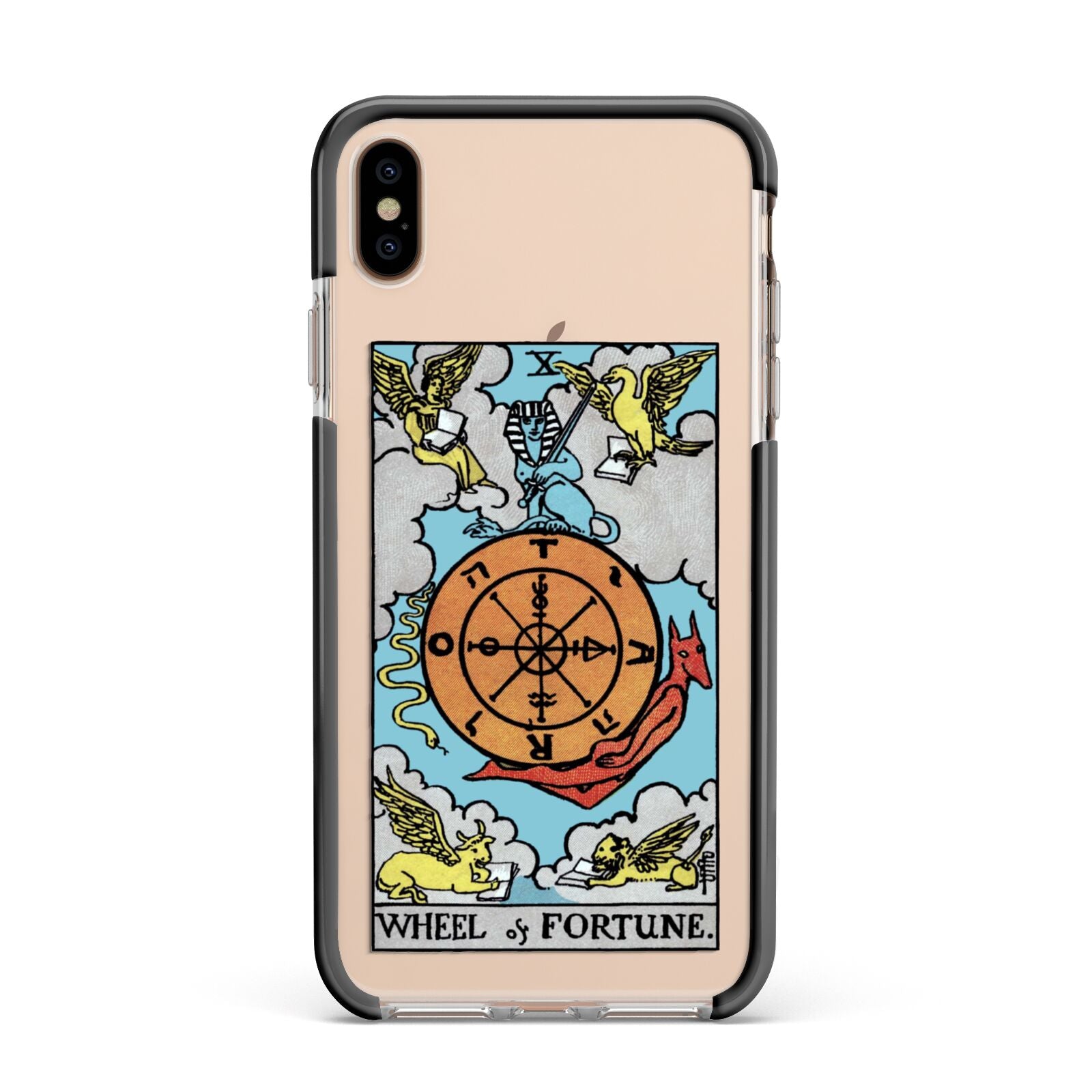 Wheel of Fortune Tarot Card Apple iPhone Xs Max Impact Case Black Edge on Gold Phone