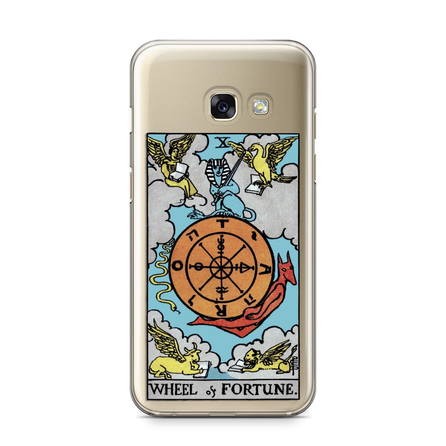 Wheel of Fortune Tarot Card Samsung Galaxy A3 2017 Case on gold phone