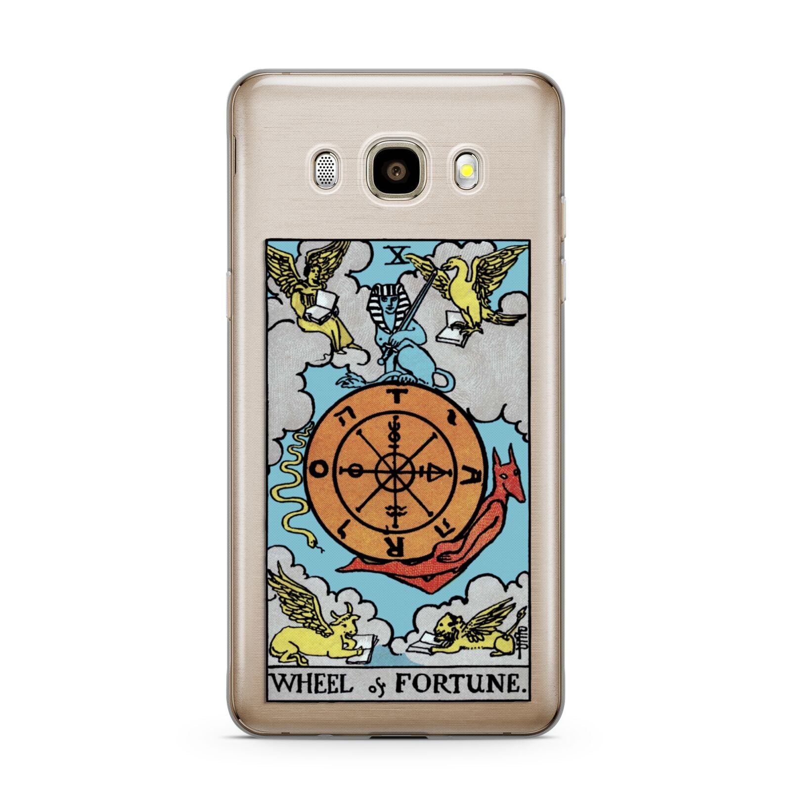 Wheel of Fortune Tarot Card Samsung Galaxy J7 2016 Case on gold phone