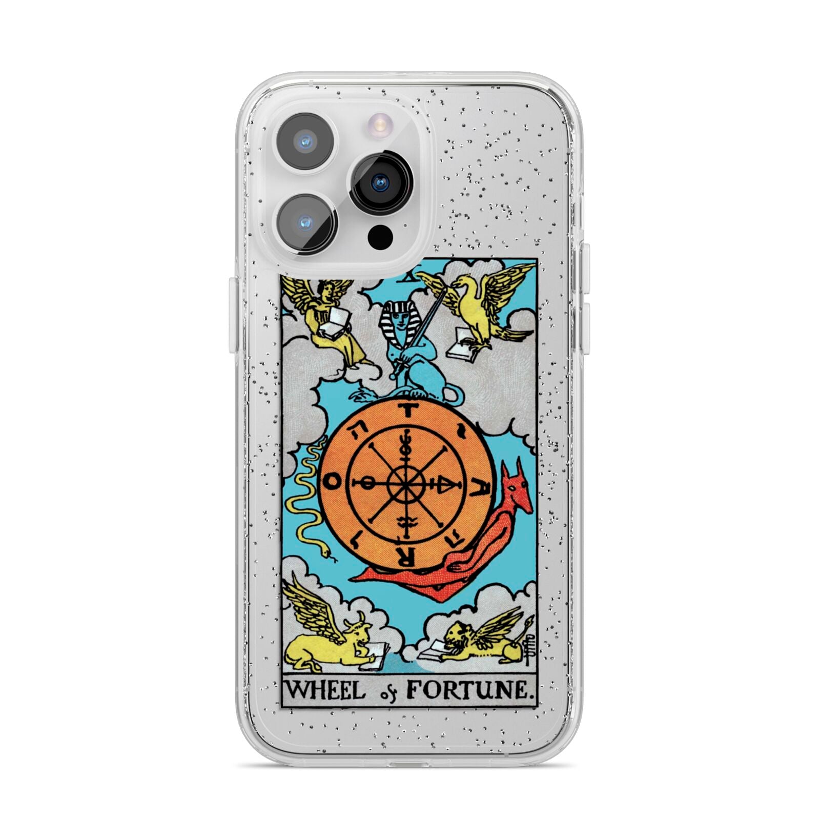 Wheel of Fortune Tarot Card iPhone 14 Pro Max Glitter Tough Case Silver