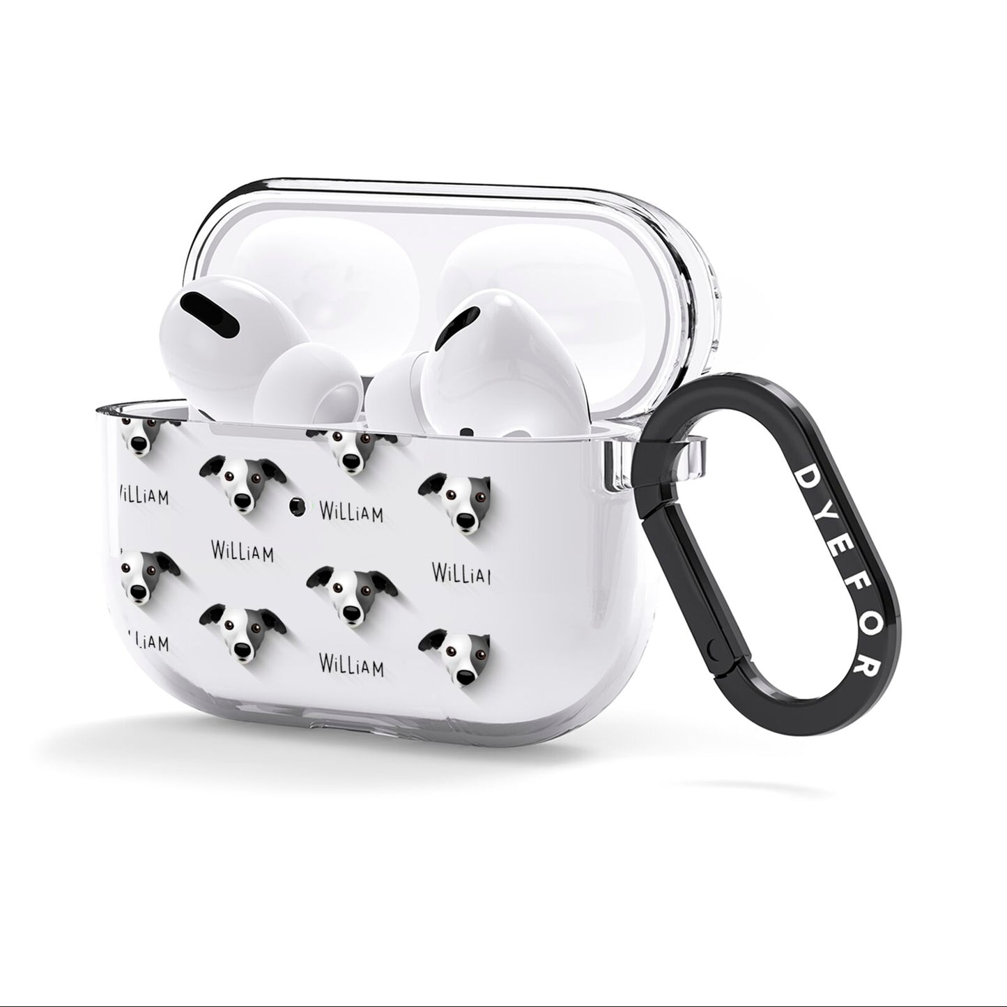 Whippet Icon with Name AirPods Clear Case 3rd Gen Side Image