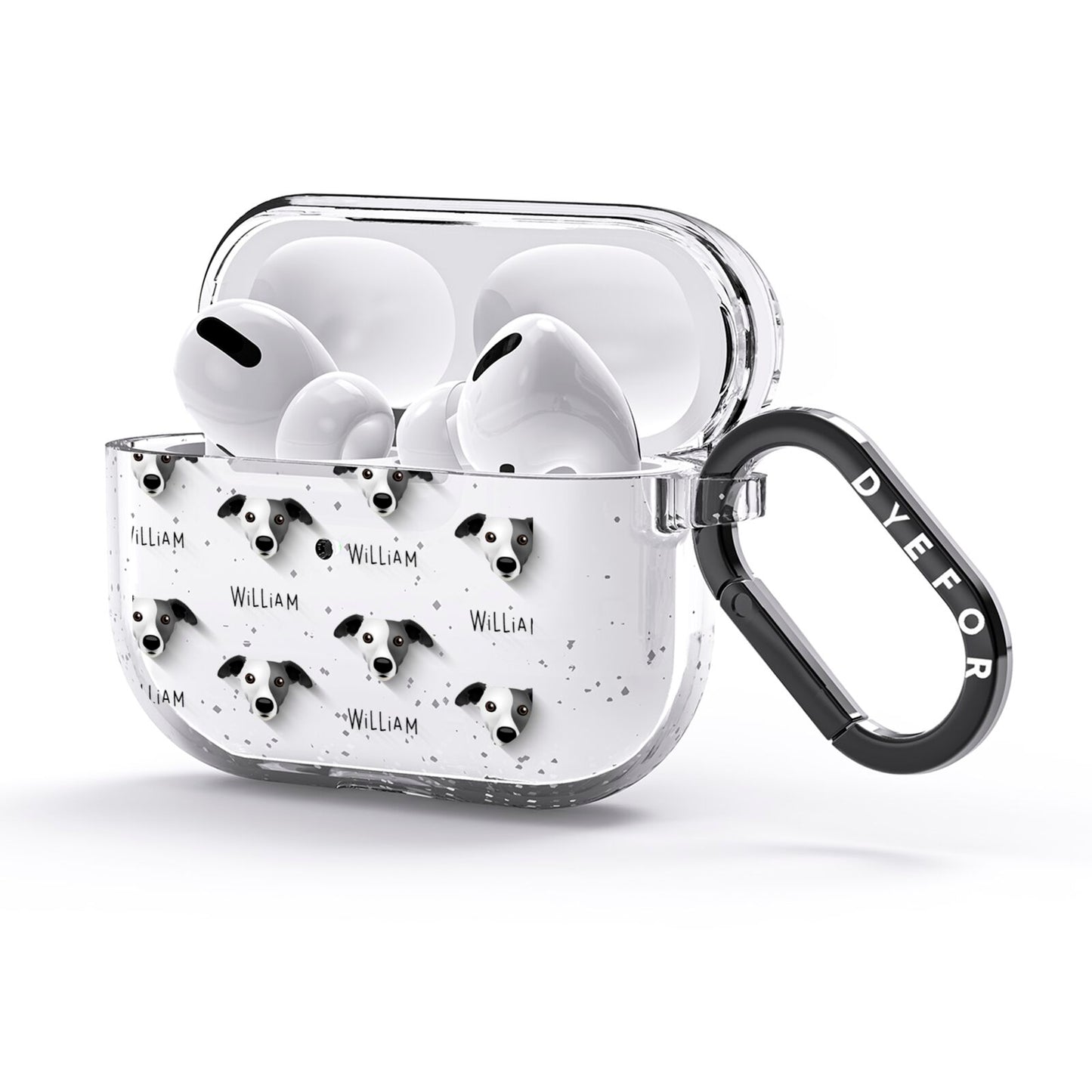Whippet Icon with Name AirPods Glitter Case 3rd Gen Side Image