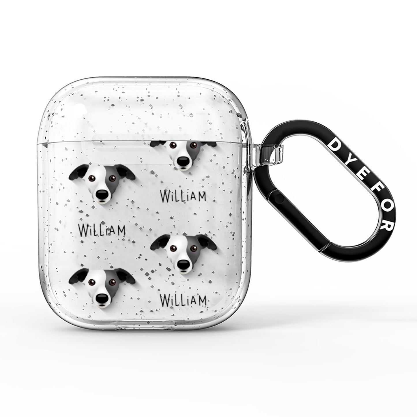 Whippet Icon with Name AirPods Glitter Case