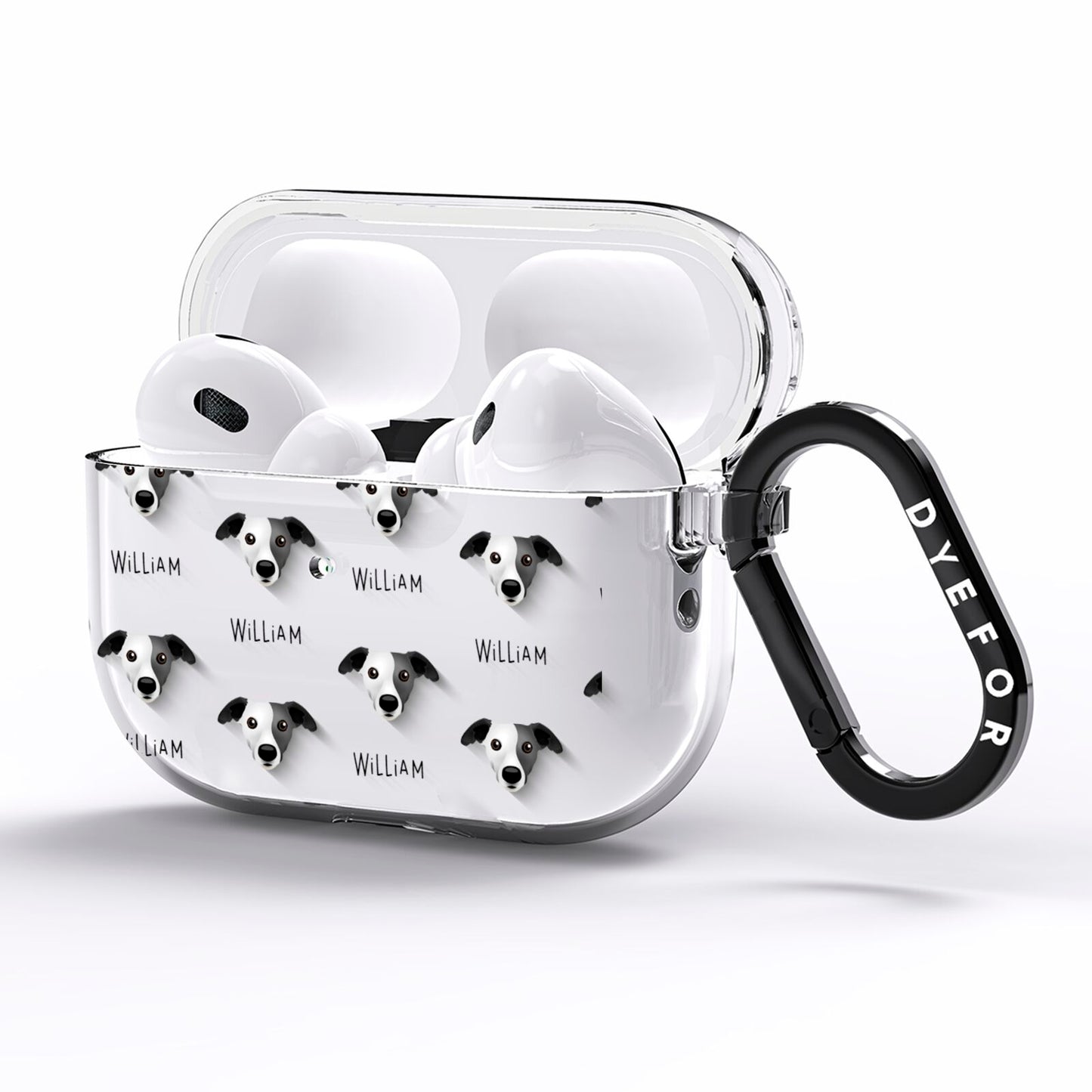 Whippet Icon with Name AirPods Pro Clear Case Side Image
