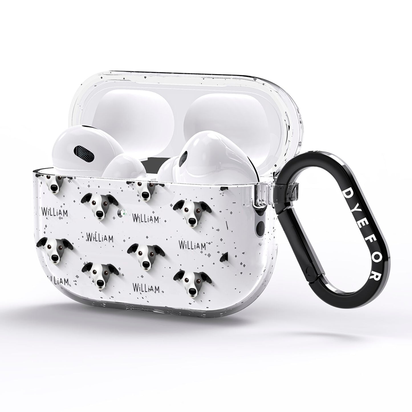 Whippet Icon with Name AirPods Pro Glitter Case Side Image