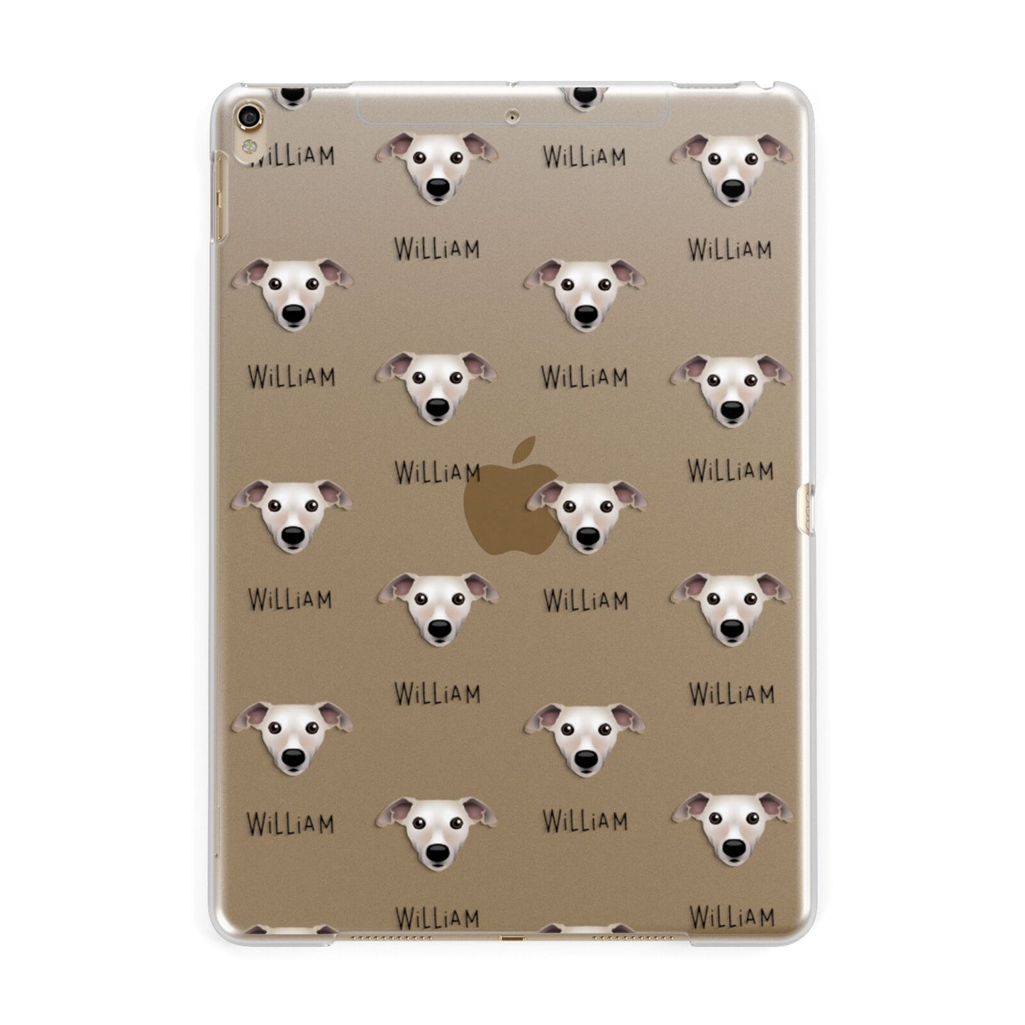 Whippet Icon with Name Apple iPad Gold Case