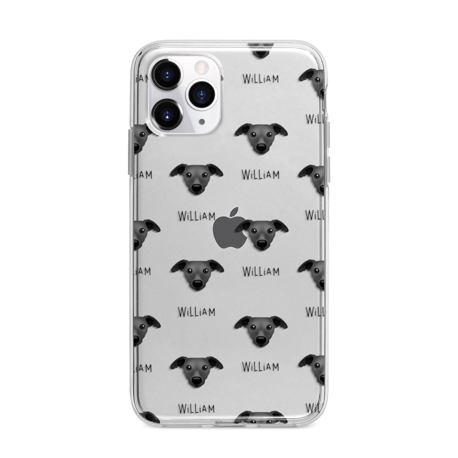 Whippet Icon with Name Apple iPhone 11 Pro Max in Silver with Bumper Case