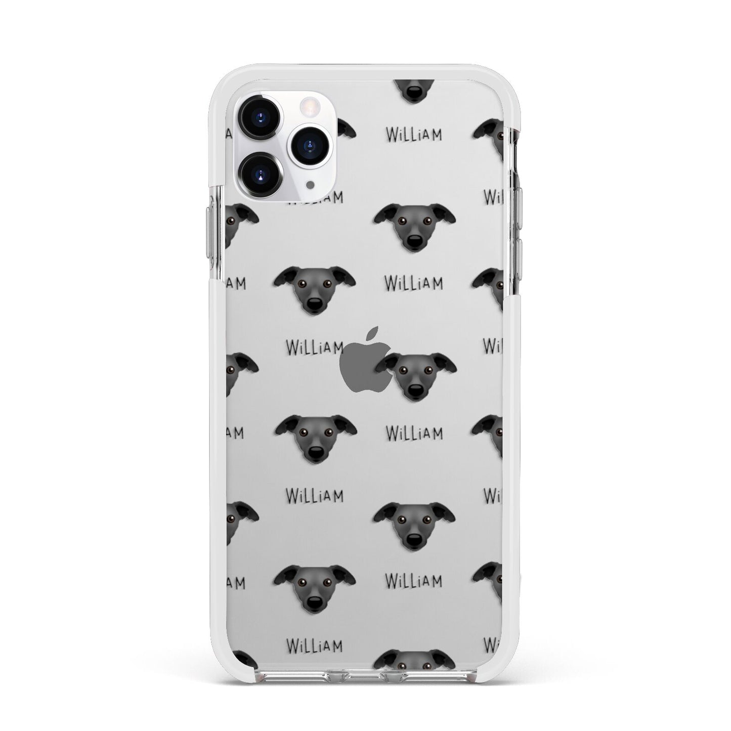 Whippet Icon with Name Apple iPhone 11 Pro Max in Silver with White Impact Case