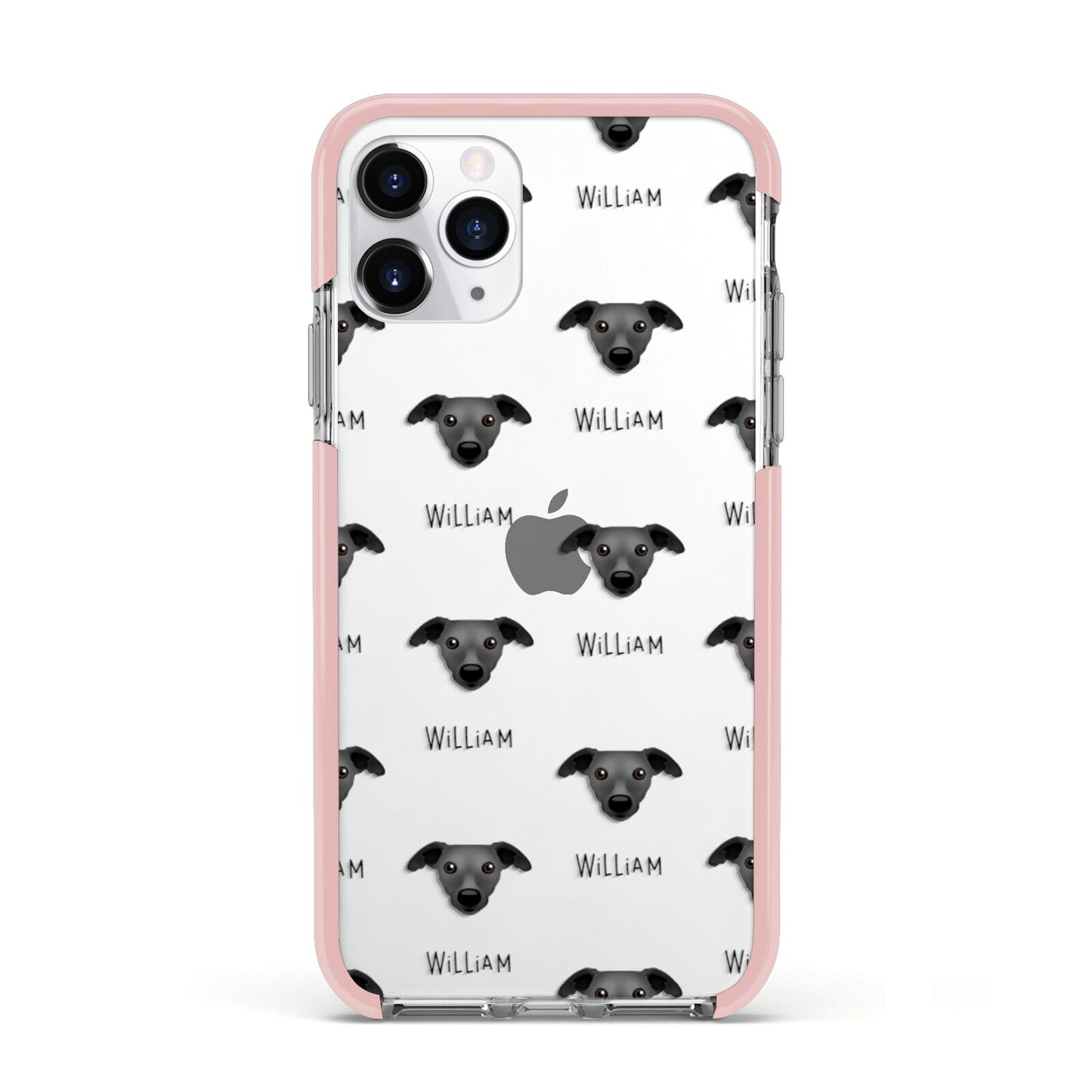 Whippet Icon with Name Apple iPhone 11 Pro in Silver with Pink Impact Case