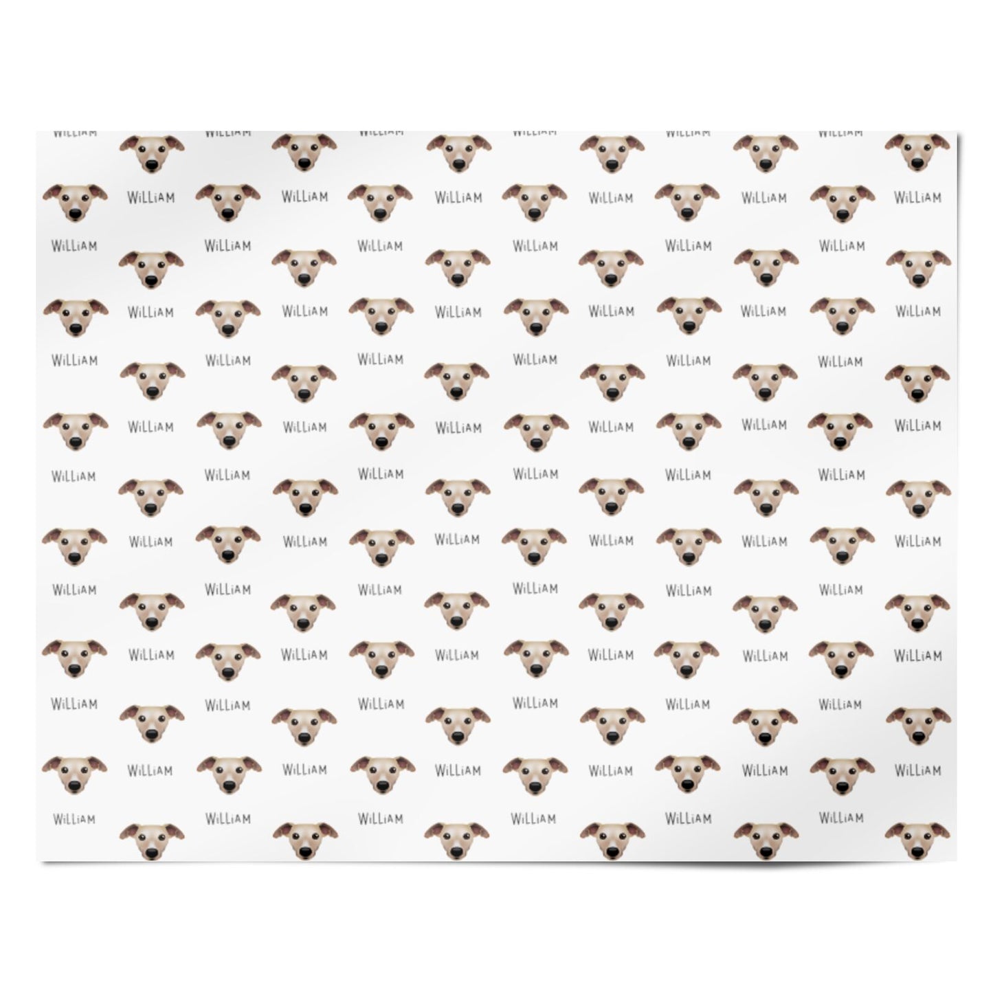 Whippet Icon with Name Personalised Wrapping Paper Alternative