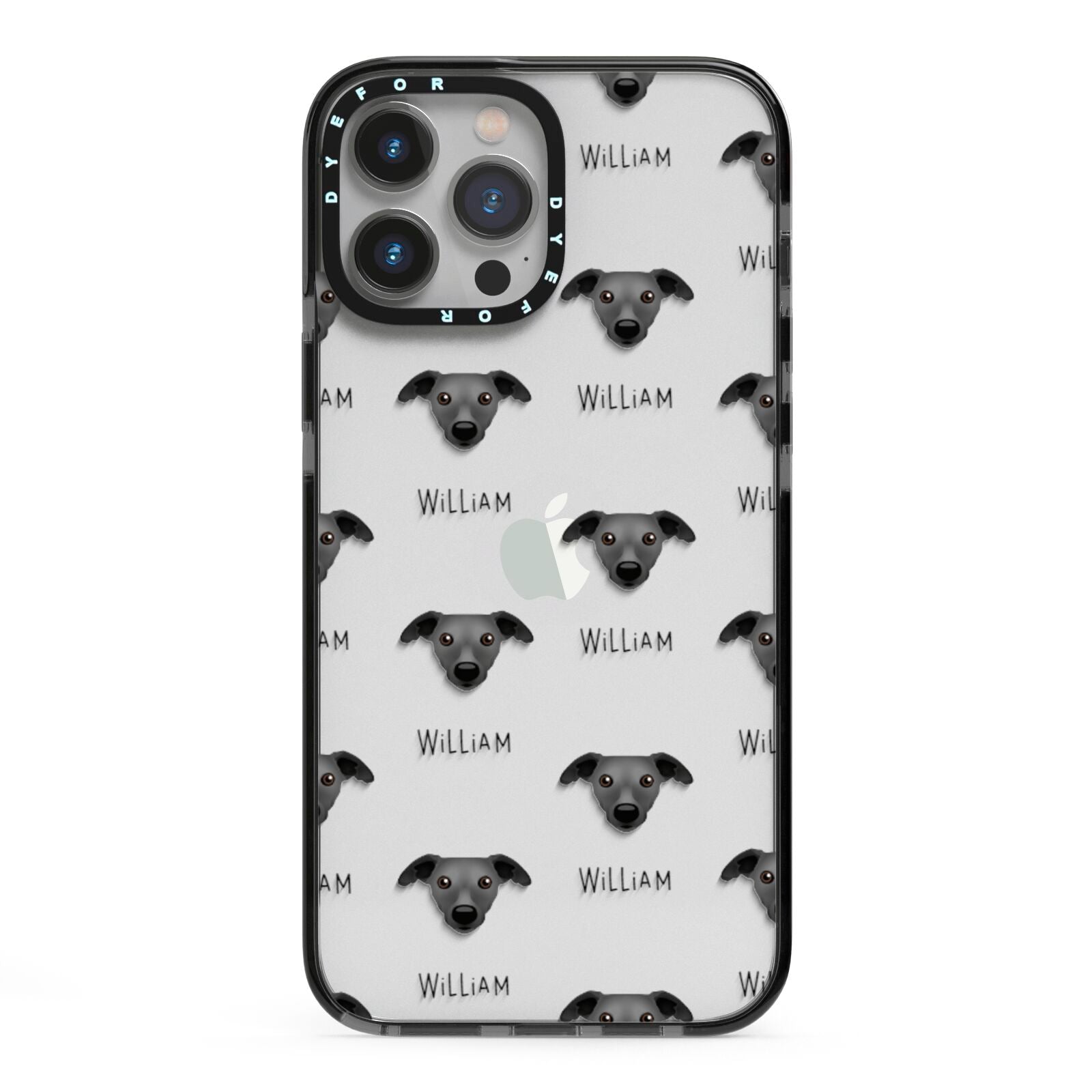 Whippet Icon with Name iPhone 13 Pro Max Black Impact Case on Silver phone