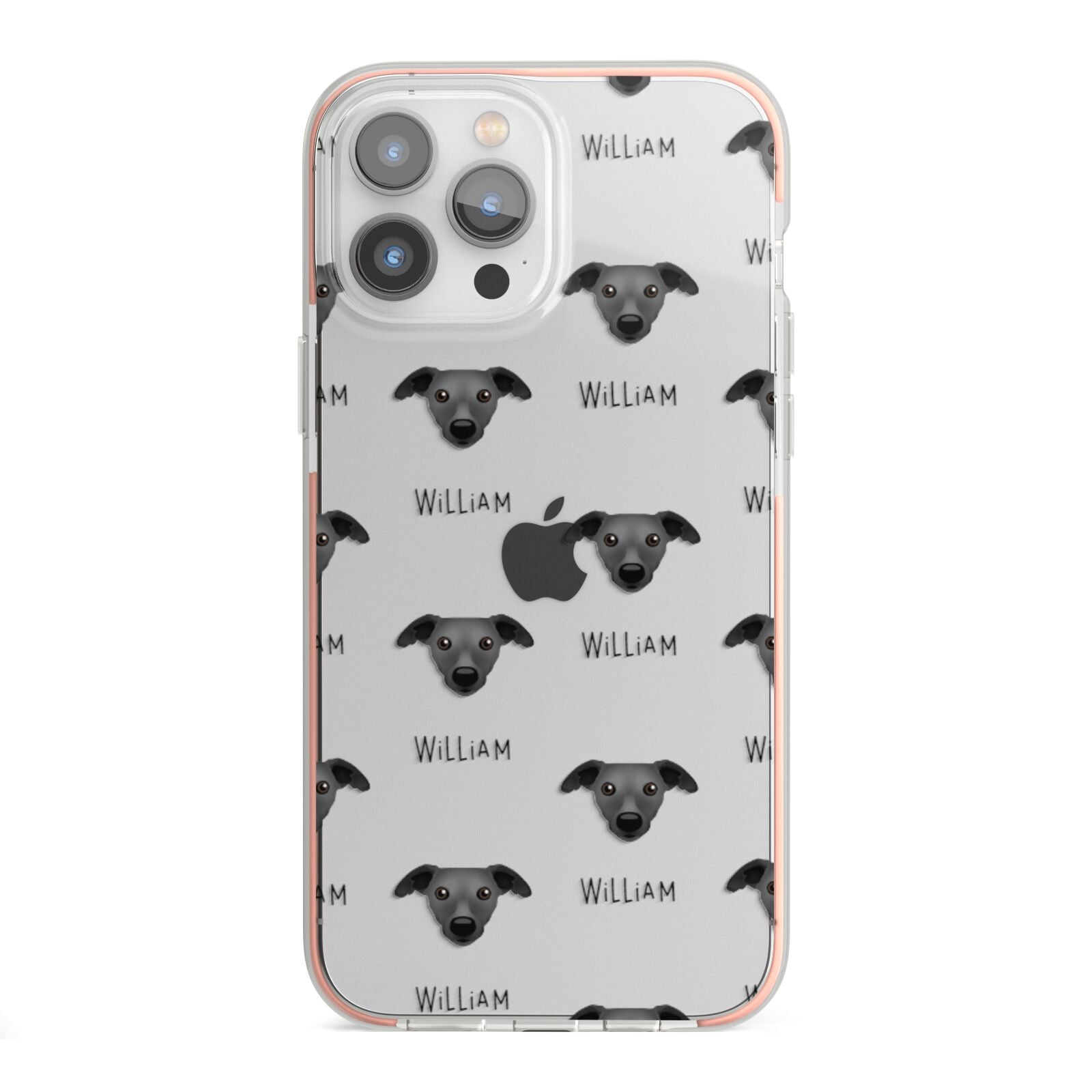 Whippet Icon with Name iPhone 13 Pro Max TPU Impact Case with Pink Edges