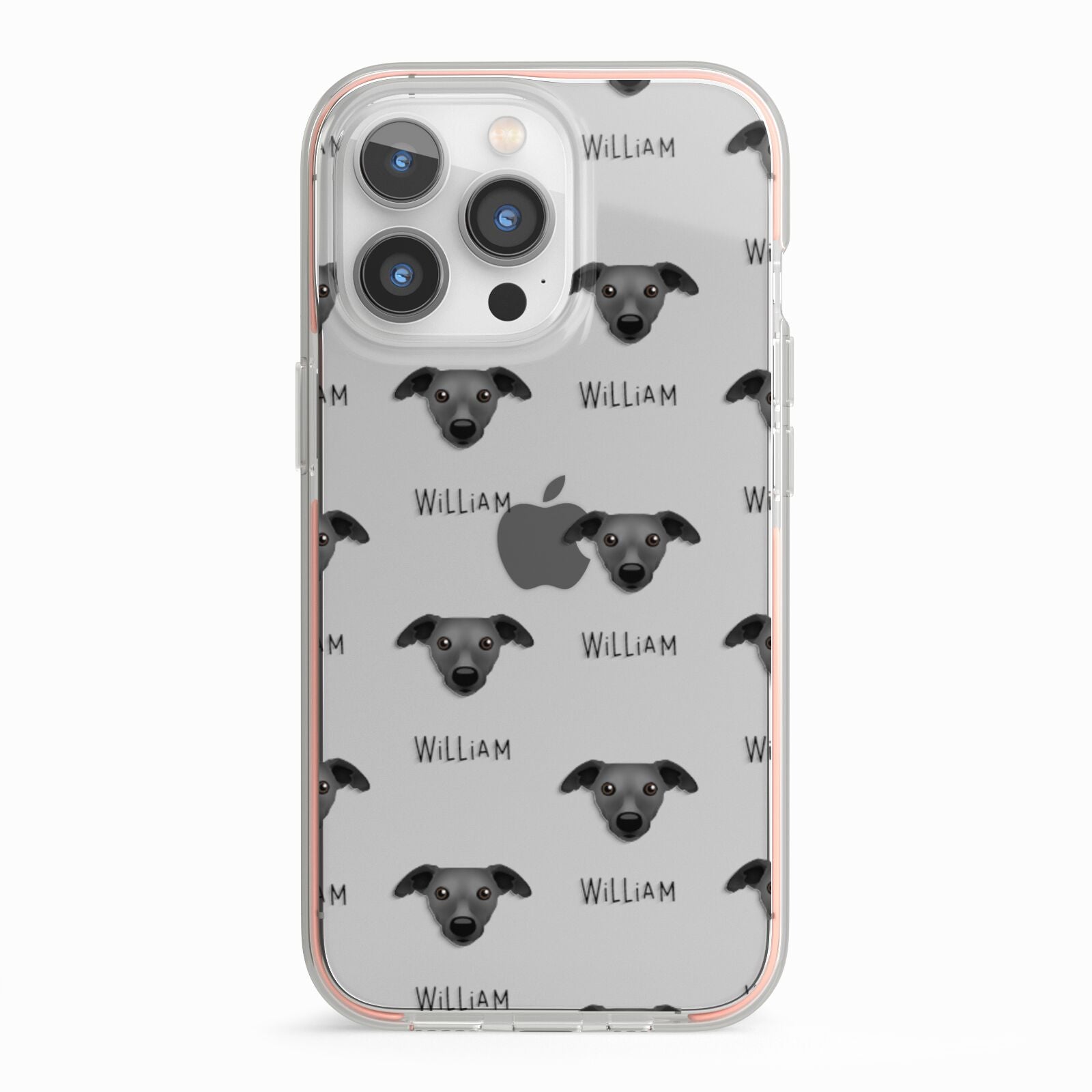 Whippet Icon with Name iPhone 13 Pro TPU Impact Case with Pink Edges
