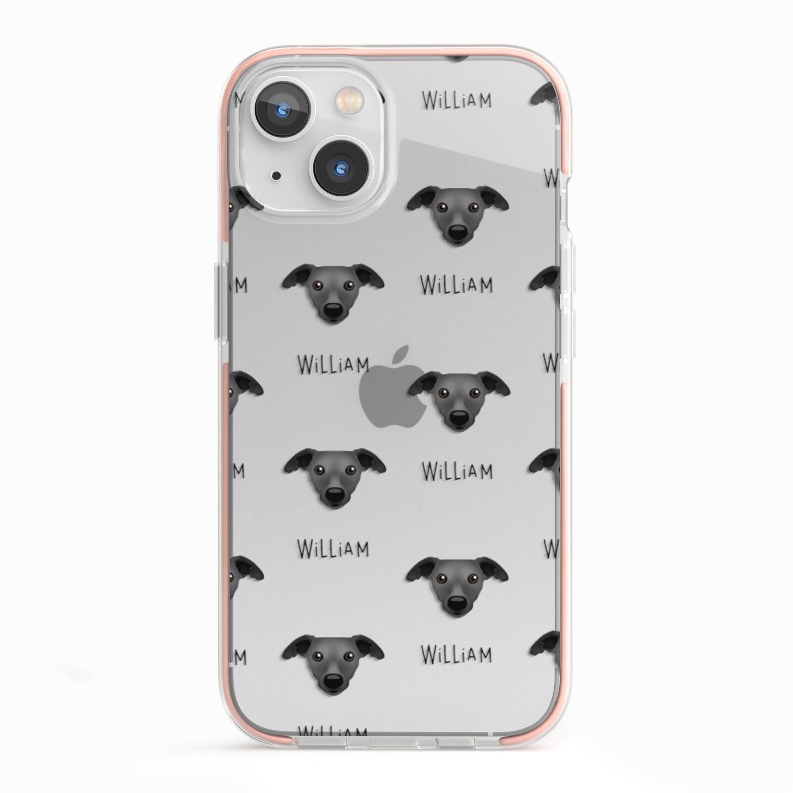 Whippet Icon with Name iPhone 13 TPU Impact Case with Pink Edges