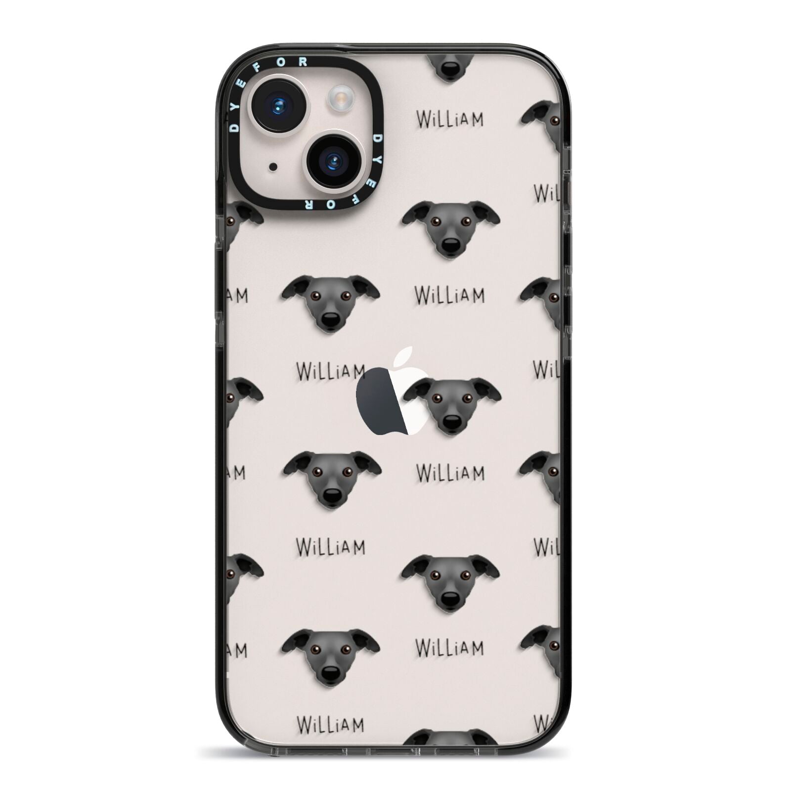 Whippet Icon with Name iPhone 14 Plus Black Impact Case on Silver phone