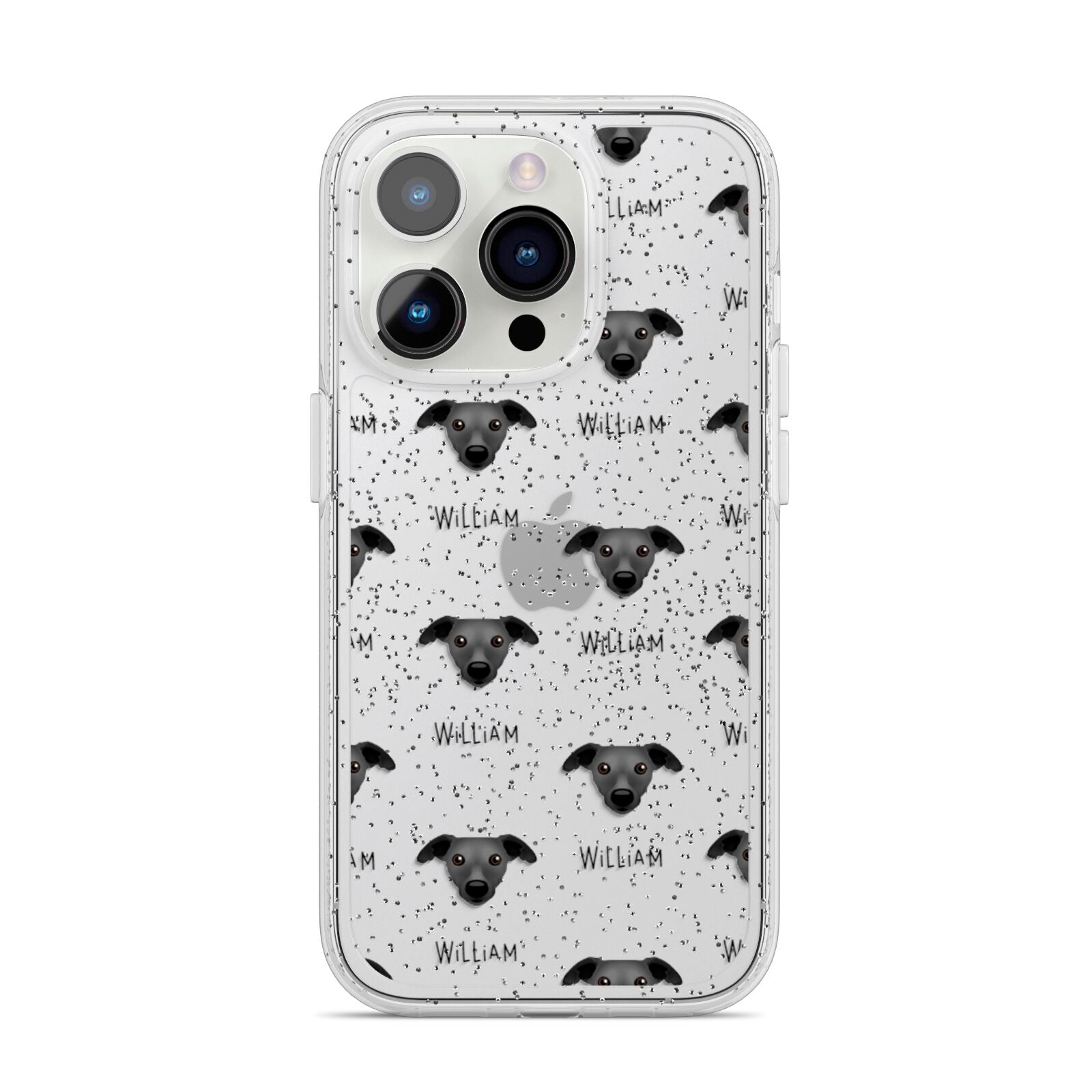 Whippet Icon with Name iPhone 14 Pro Glitter Tough Case Silver