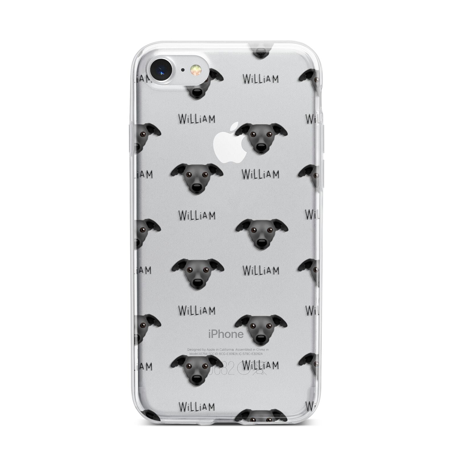 Whippet Icon with Name iPhone 7 Bumper Case on Silver iPhone