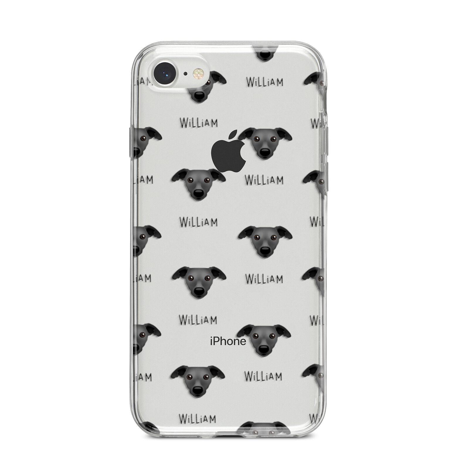 Whippet Icon with Name iPhone 8 Bumper Case on Silver iPhone