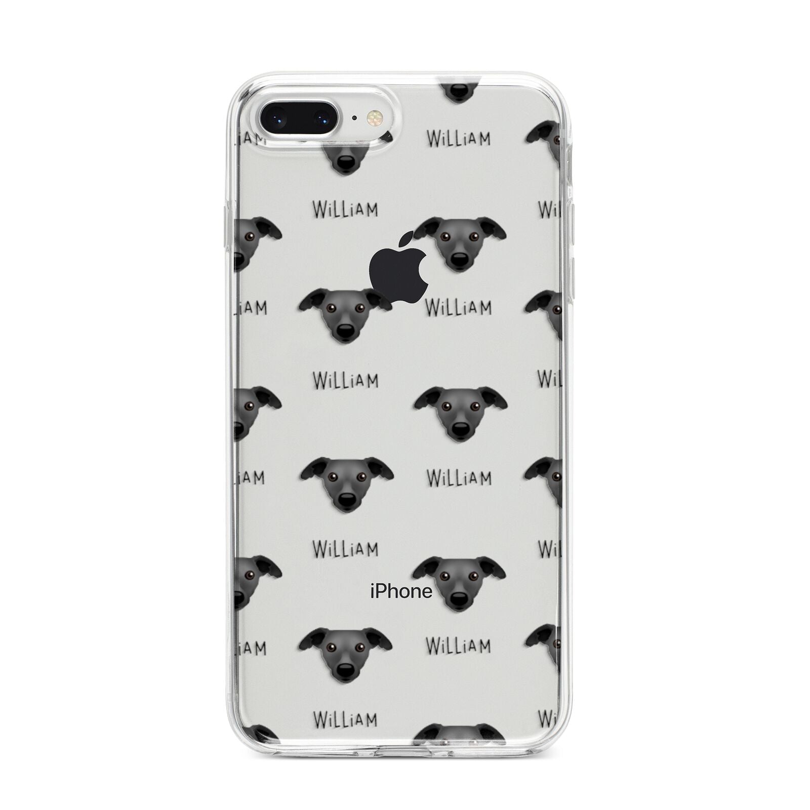 Whippet Icon with Name iPhone 8 Plus Bumper Case on Silver iPhone