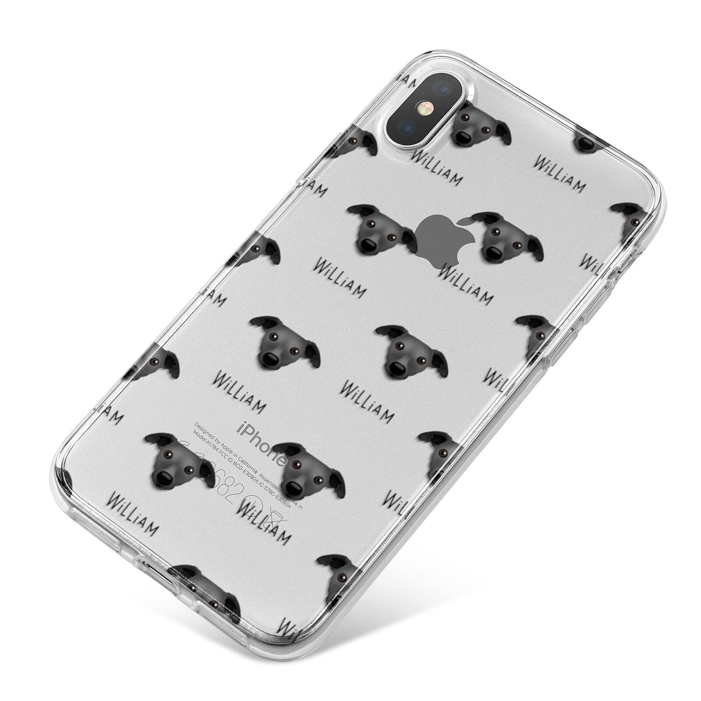 Whippet Icon with Name iPhone X Bumper Case on Silver iPhone