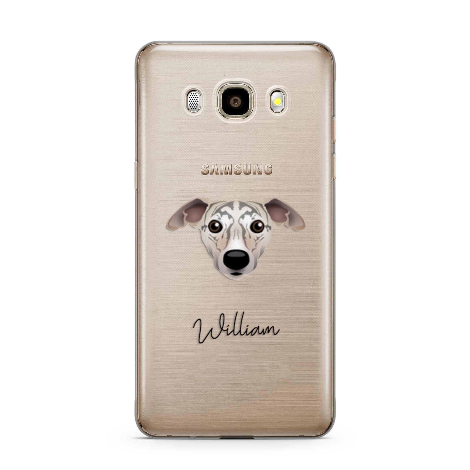 Whippet Personalised Samsung Galaxy J7 2016 Case on gold phone