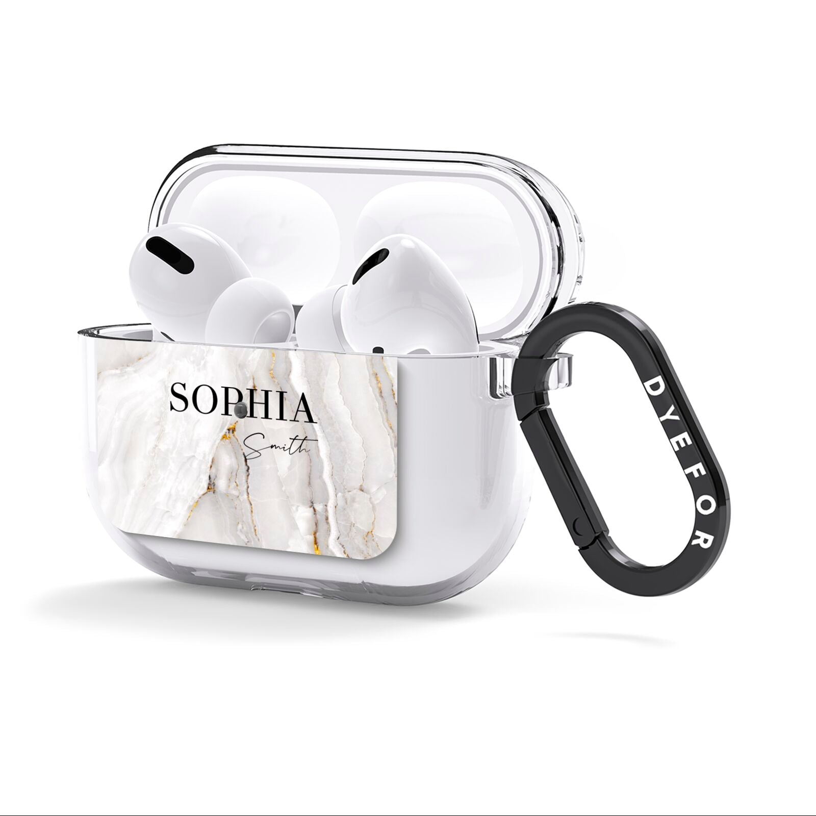 White And Gold Marble AirPods Clear Case 3rd Gen Side Image