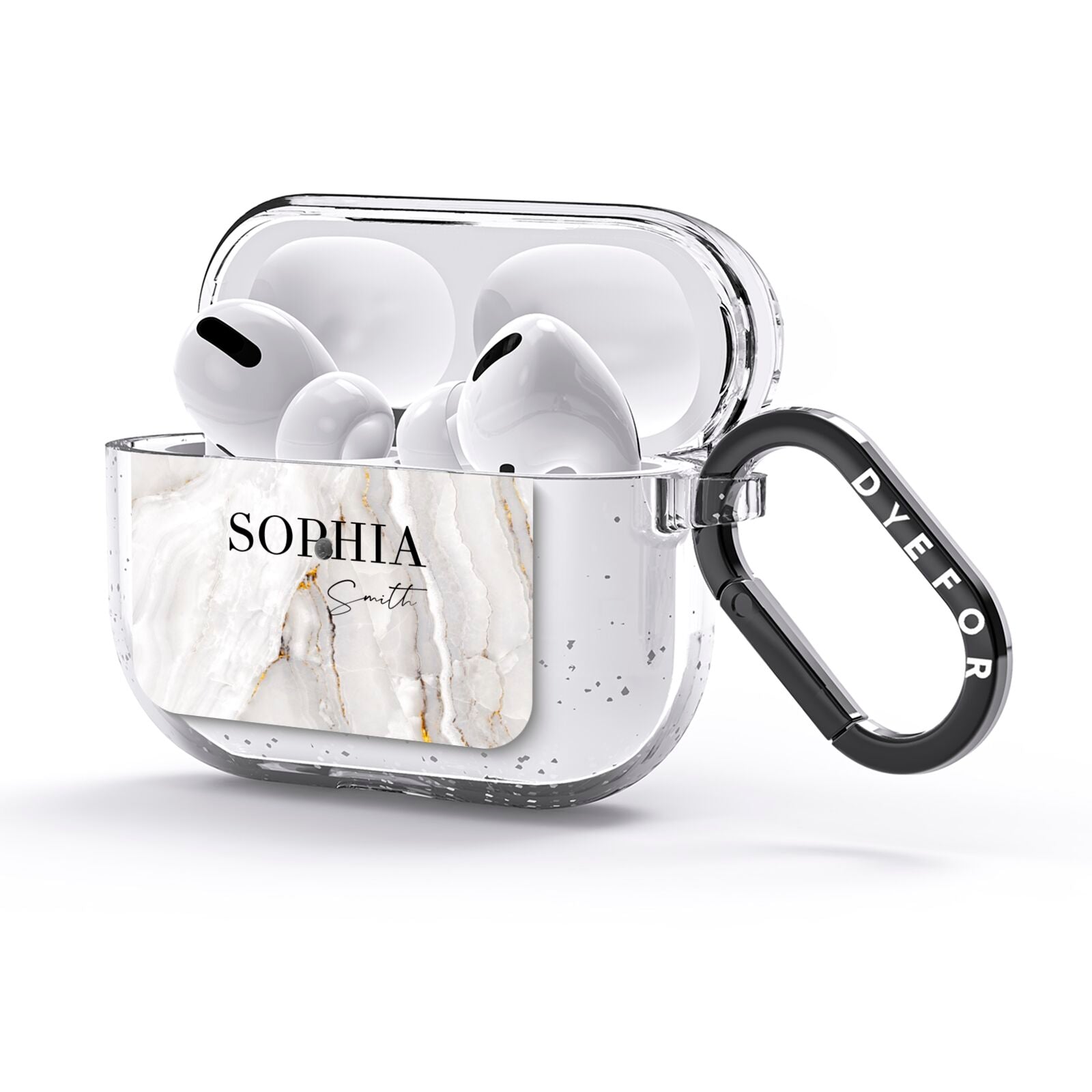 White And Gold Marble AirPods Glitter Case 3rd Gen Side Image