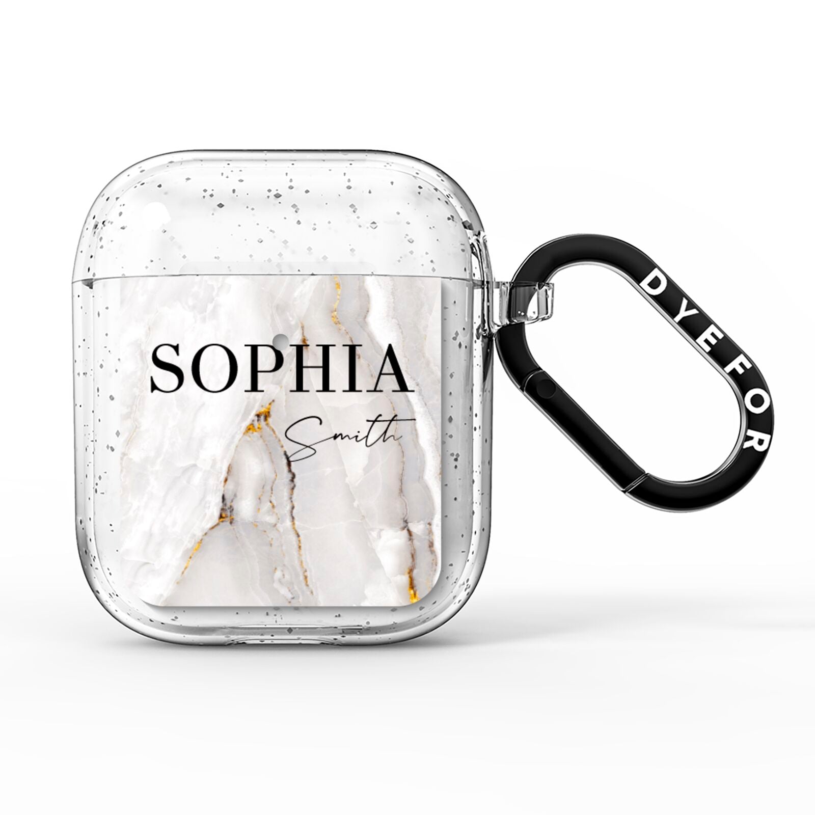 White And Gold Marble AirPods Glitter Case