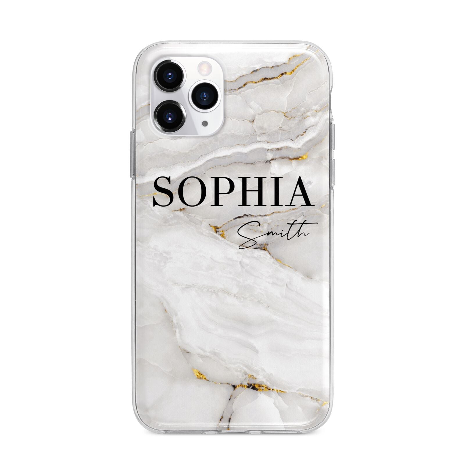 White And Gold Marble Apple iPhone 11 Pro in Silver with Bumper Case